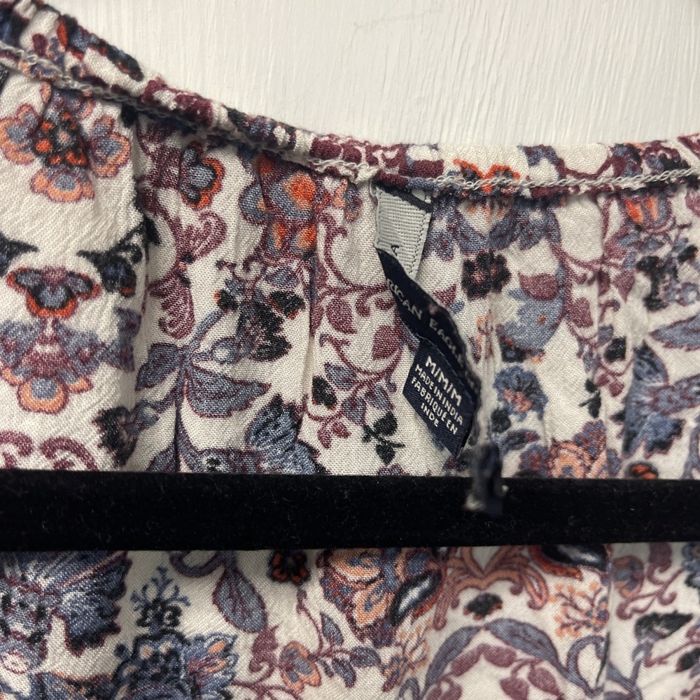 American Eagle Outfitters Floral Blouse Boho Artsy Mixed Prints Hippie Womens M - Picture 3 of 14